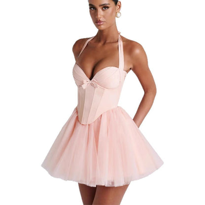 Damen Cocktailkleid Korboberteil Tüllrock Eveloria