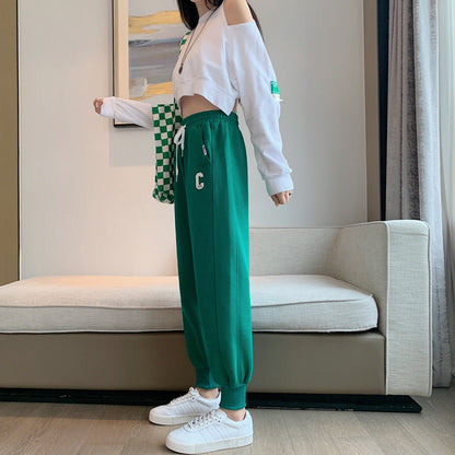 Damen Sportliches Loungewear-Set Cropped Oberteil Sweatpants