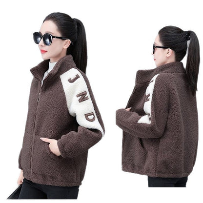 Damen Fleecejacke Hochkragen Seitentaschen Eveloria