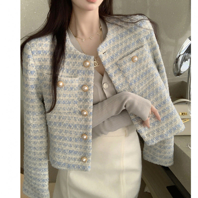 Damen Tweedjacke mit Perlenknöpfen Eveloria - Eveloria