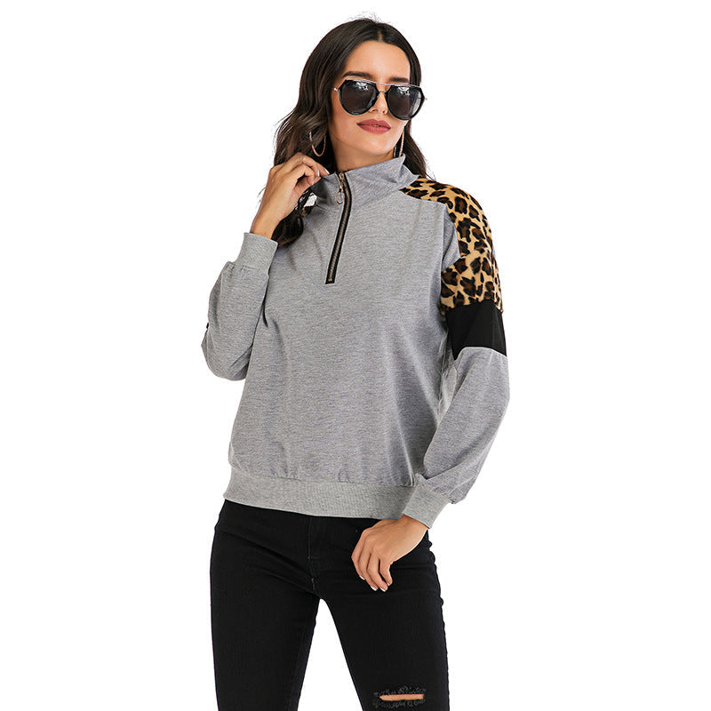 Damen Pullover Tiermuster Hochkragen Eveloria
