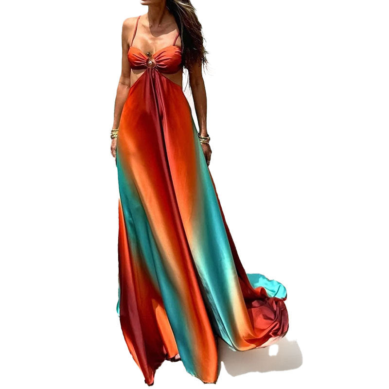 Damen Maxikleid Cut-Out-Design Farbverlauf Eveloria