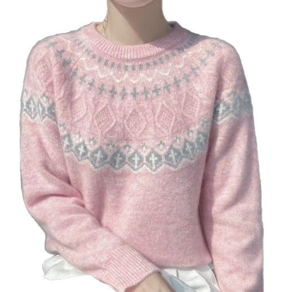 Damen Strickpullover Kuschelnder Velours Effekt Beige