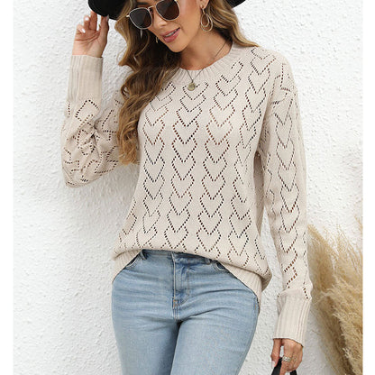 Damen Strickpullover Herzmuster Eveloria - Eveloria
