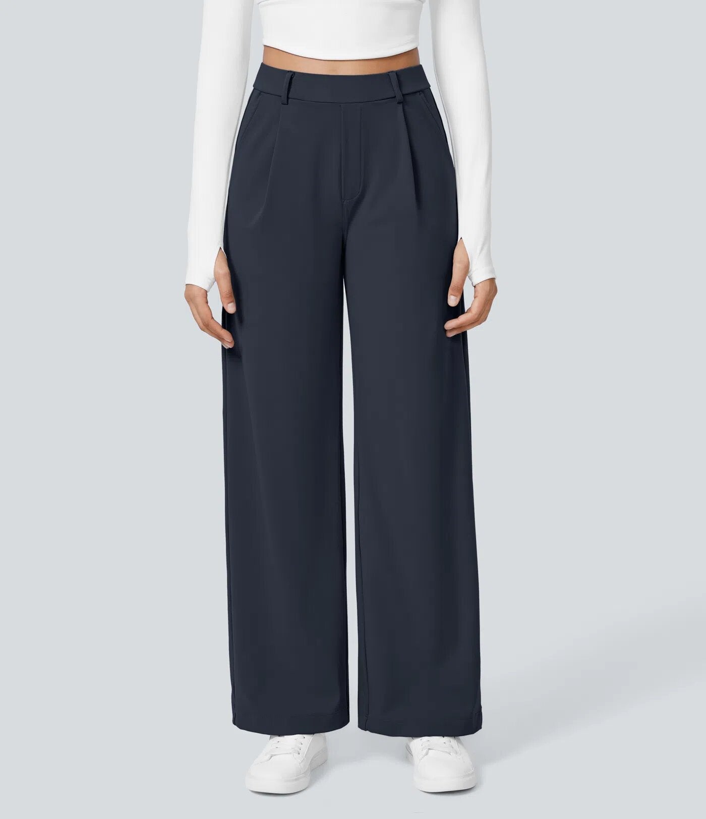 Damen Palazzo-Hose Weit Geschnitten Falten Elegant Eveloria