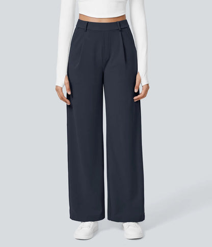 Damen Palazzo-Hose Weit Geschnitten Falten Elegant Eveloria