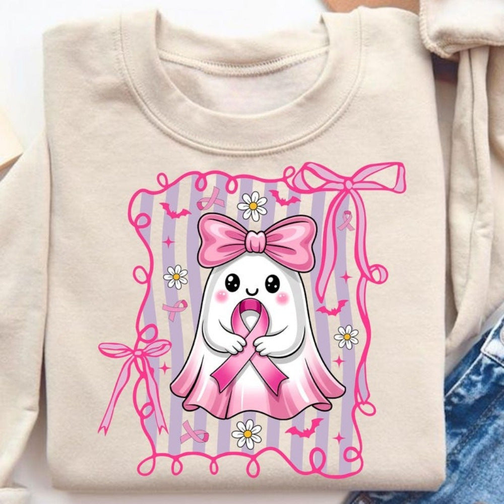 Damen Sweatshirt Geistermotiv Verspieltes Design Grau