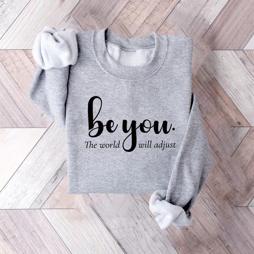 Damen Sweatshirt Inspirierendes Motiv Baumwolle Grau