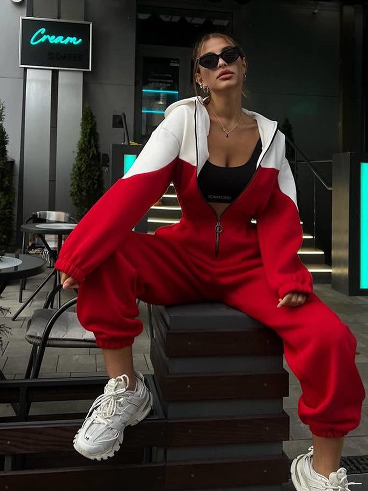 Damen Sport Jogginganzug Farbige Einsätze Eveloria
