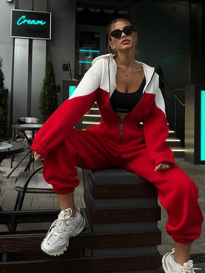 Damen Sport Jogginganzug Farbige Einsätze Eveloria