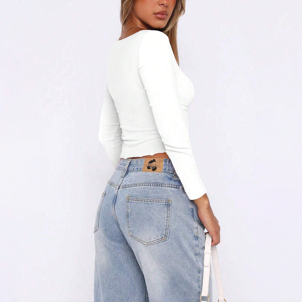 Damen Langarmtop Rüschendesign Eveloria