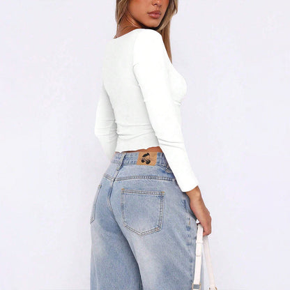 Damen Langarmtop Rüschendesign Eveloria
