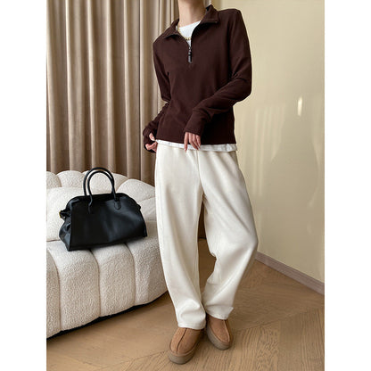 Damen Langärmeliger Pullover Quarter-Zip Elastisch Eveloria
