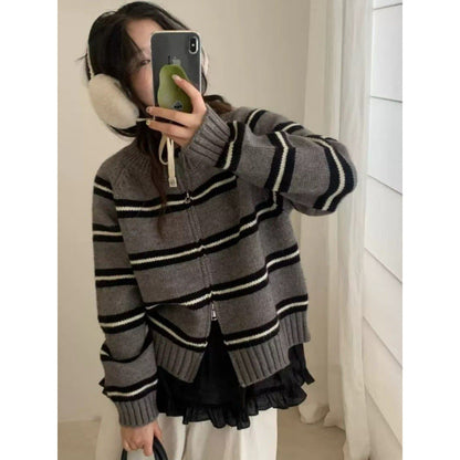 Damen Strickcardigan Modern Streifen - Eveloria