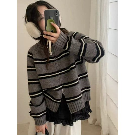 Damen Strickcardigan Modern Streifen - Eveloria