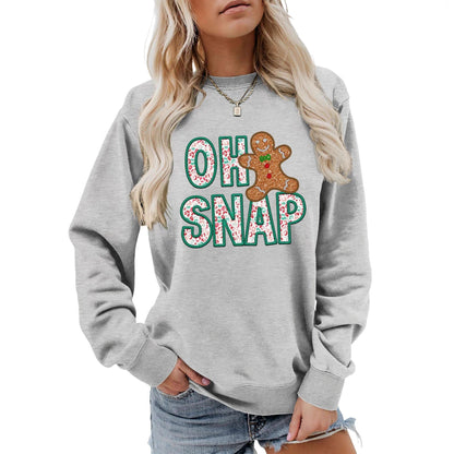 Damen Sweatshirt Lebkuchenmann Motiv Funckelnder Schriftzug Grau
