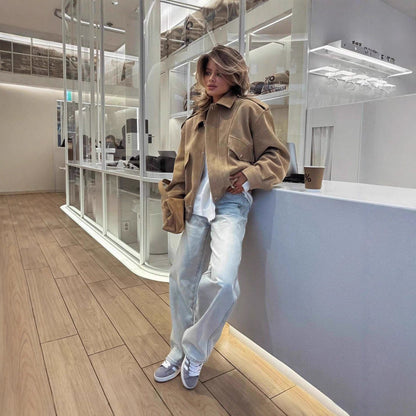 Damen Oversized Wildlederjacke Eveloria