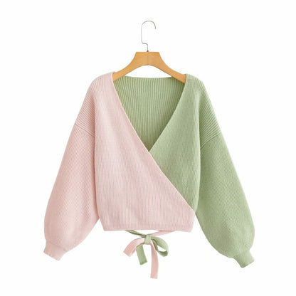 Damen Pullover V-Ausschnitt Strukturtextur Kurzärmel