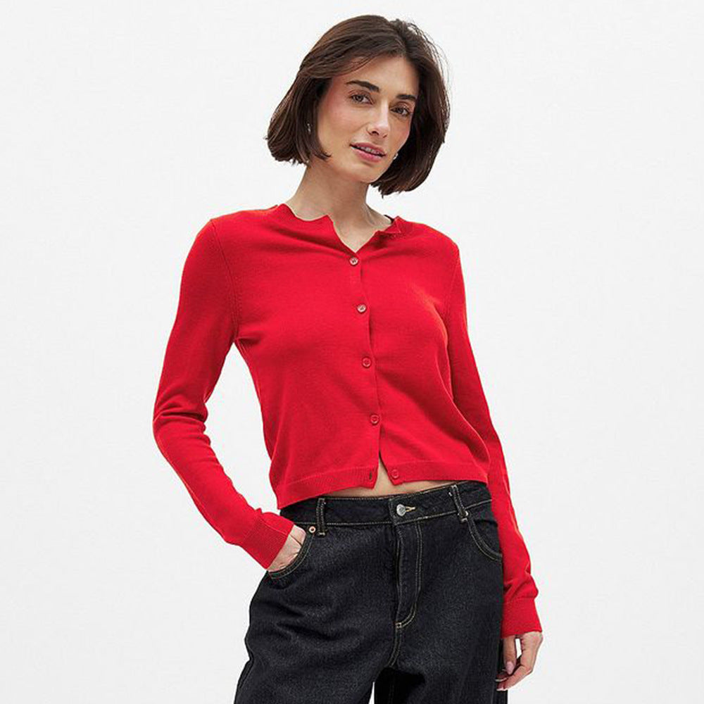 Damen Strickjacke Leicht Knopfverschluss Atraumatischer Schnitt