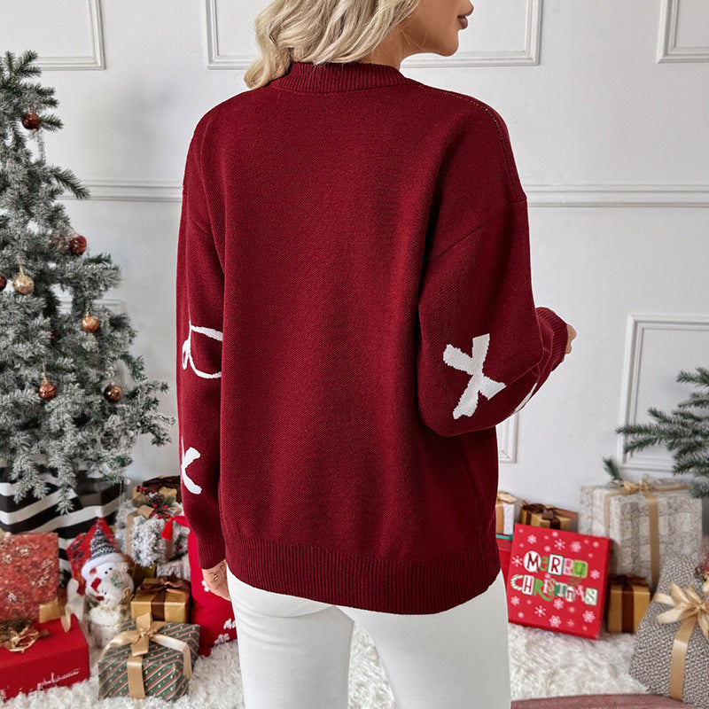 Damen Pullover Lässig Schleifenmuster Grau Eveloria