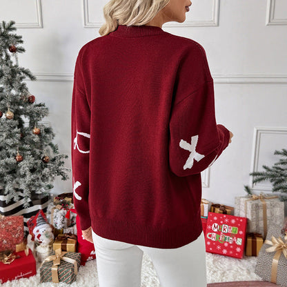 Damen Pullover Lässig Schleifenmuster Grau Eveloria