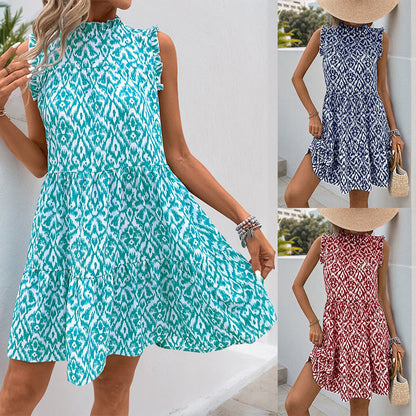 Damen Sommerkleid Wickelkleid mit Rüschendetails und Blumendruck - Eveloria