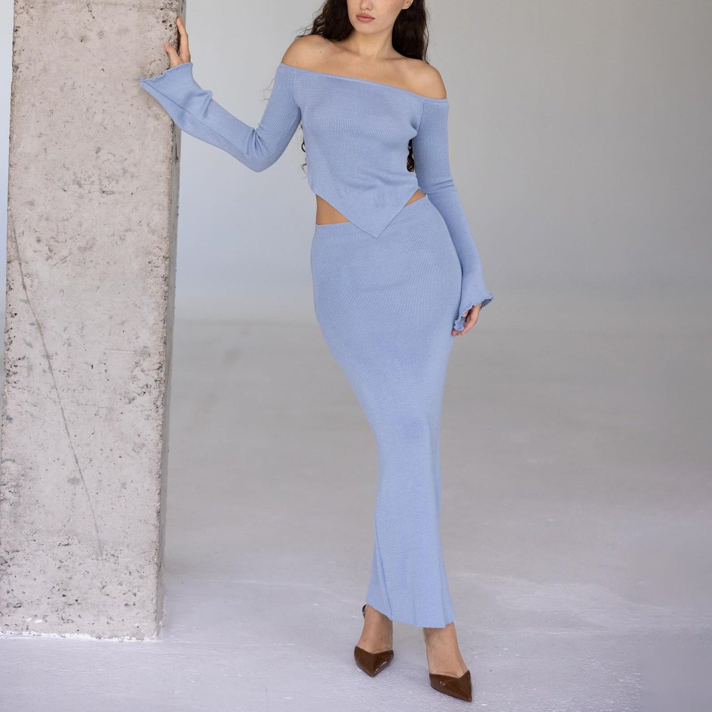 Damen Two-Piece Set Schulterfreies Oberteil Eveloria