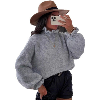 Damen Rollkragenpullover Kuschelig Voluminöse Ärmel Eveloria