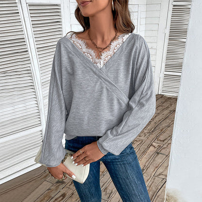 Damen Oberteil V-Ausschnitt Alltagstauglich Elegantes Design Schwarz - Eveloria