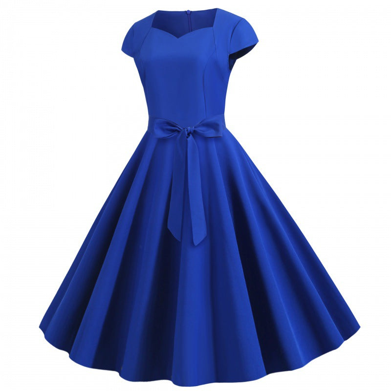 Damen A-Linien-Kleid V-Ausschnitt Taillengürtel Eveloria