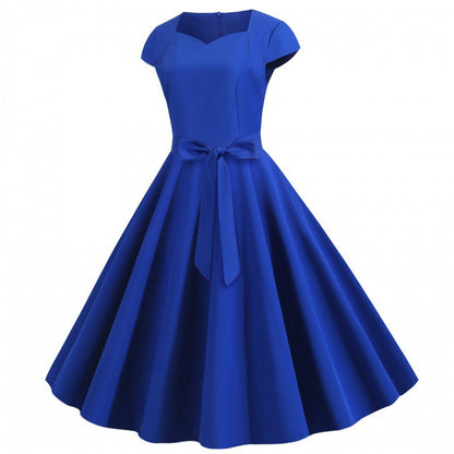 Damen A-Linien-Kleid V-Ausschnitt Taillengürtel Eveloria