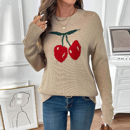 Damen Strickpullover Lässiger Schnitt Fruchtig