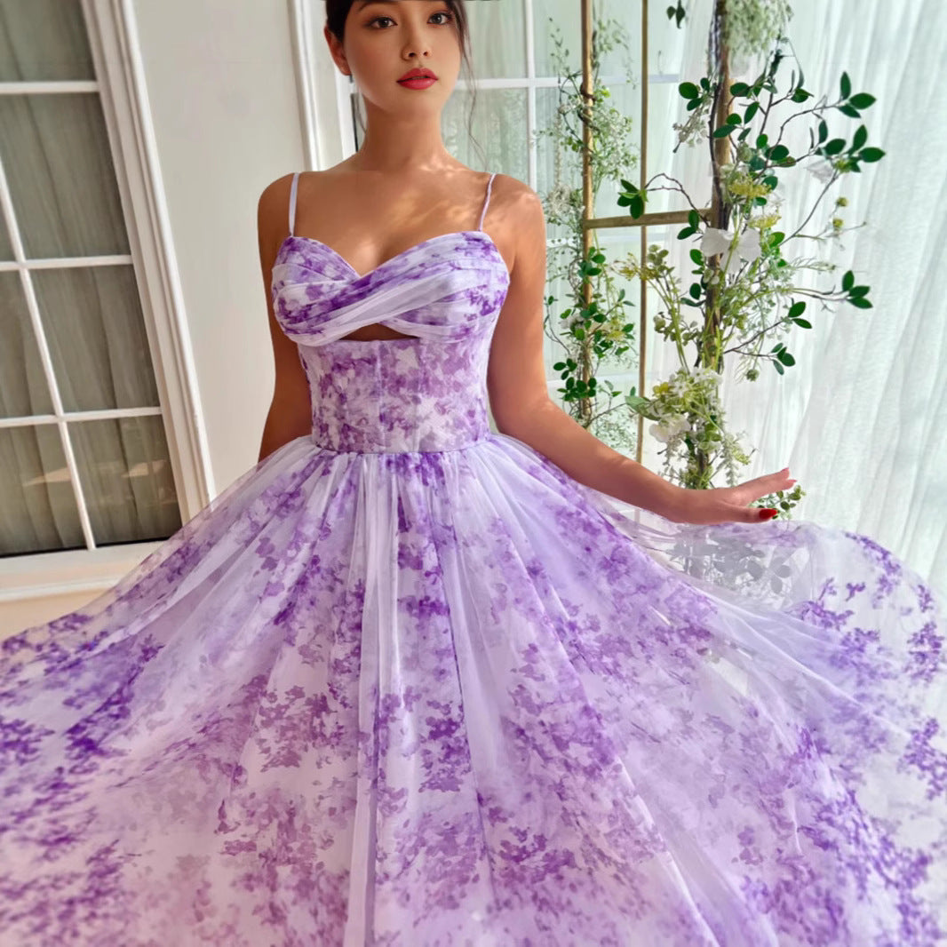 Damen Abendkleid Florales Design Eleganter Schnitt Eveloria