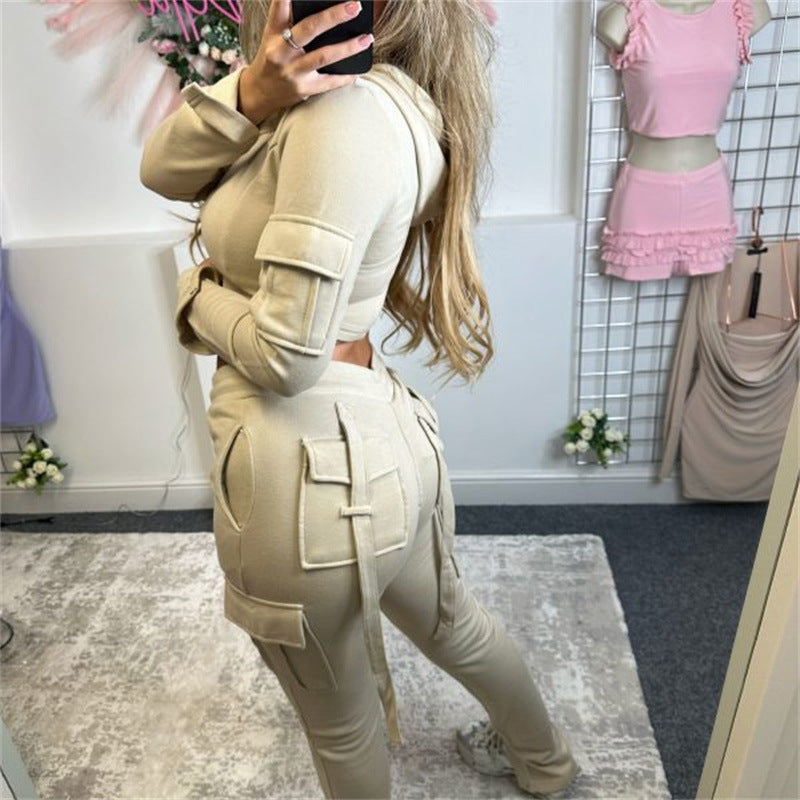 Damen Kapuzenoberteil Cargo Jogginghose Set - Eveloria