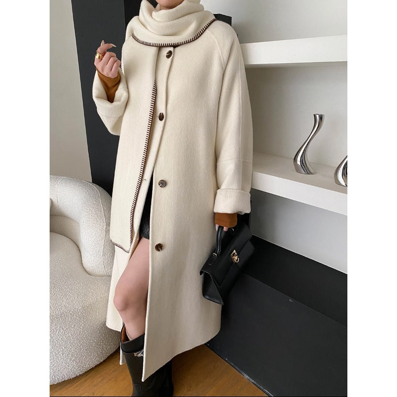 Damen Oversized-Mantel Asymmetrischer Kragen Seitenschlitzen Schwarz - Eveloria