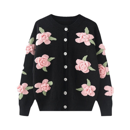 Damen Strickjacke Floralmuster Eveloria