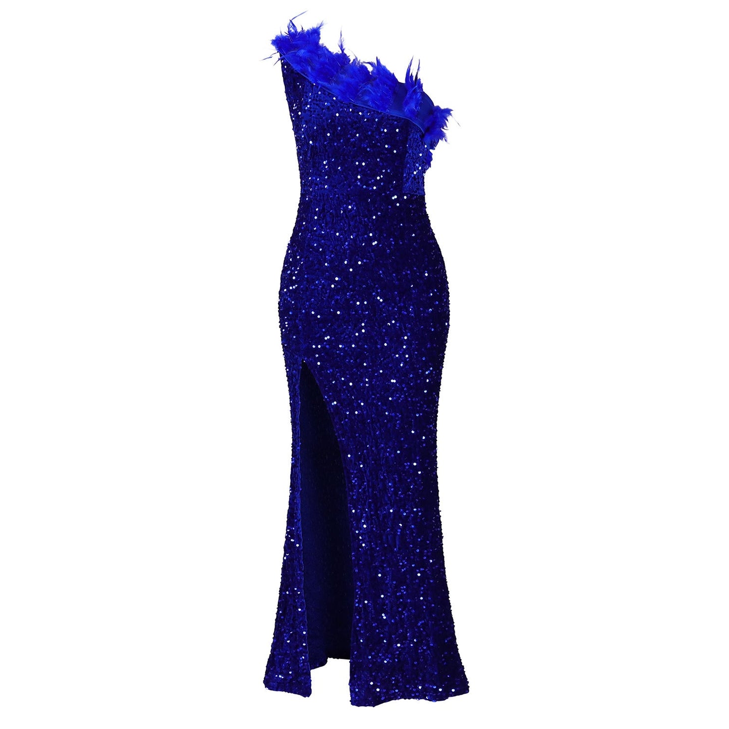 Damen Abendkleid Glitzernd Asymmetrisch Pailletten