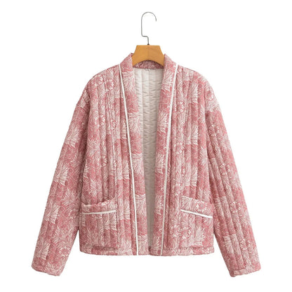 Damen Steppjacke Floralmuster Eveloria