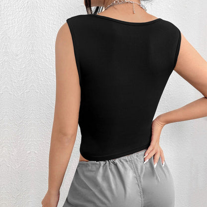 Damen Cropped Tanktop Raffiniertes Design Quadratischer Ausschnitt