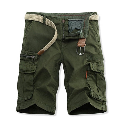 Herren Cargo-Shorts Robust Mit Multi-Taschen Olivgrün Eveloria