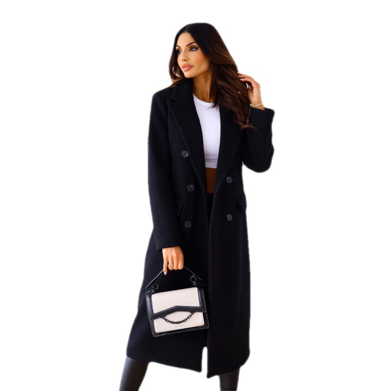 Damen Wollmantel Elegantes Design Doppelter Knopf