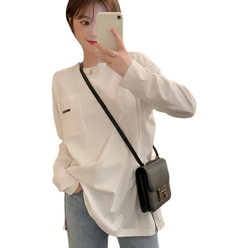 Damen Longsleeve-Shirt mit Tasche aus Baumwolle Eveloria