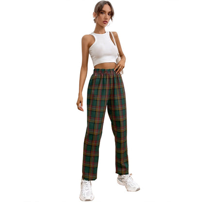Damen Karohose Elastischer Bund Slim Fit Eveloria