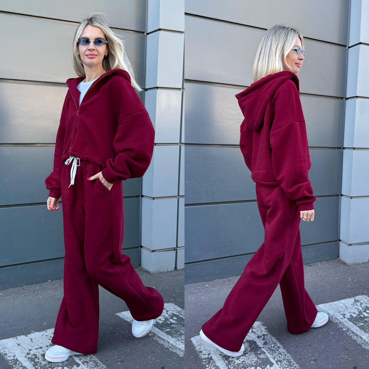 Damen Sportliches Lounge-Set Hoodie Weite Passform Eveloria