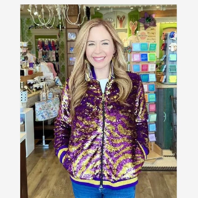 Damen Glitzerjacke Multicolore Pailletten Schwarz Eveloria - Eveloria