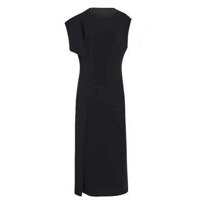Damen Midikleid Fließend Reduzierter Schnitt Eveloria