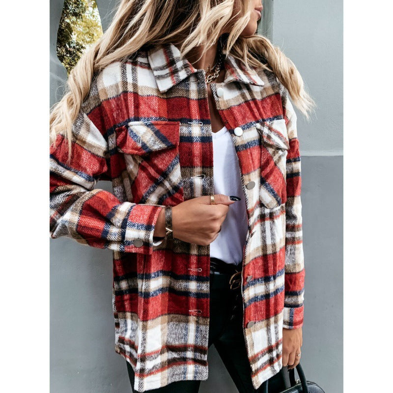 Eveloria Damen Karomuster Flanelljacke