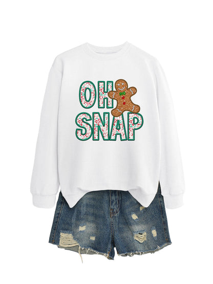 Damen Sweatshirt Lebkuchenmann Motiv Funckelnder Schriftzug Grau