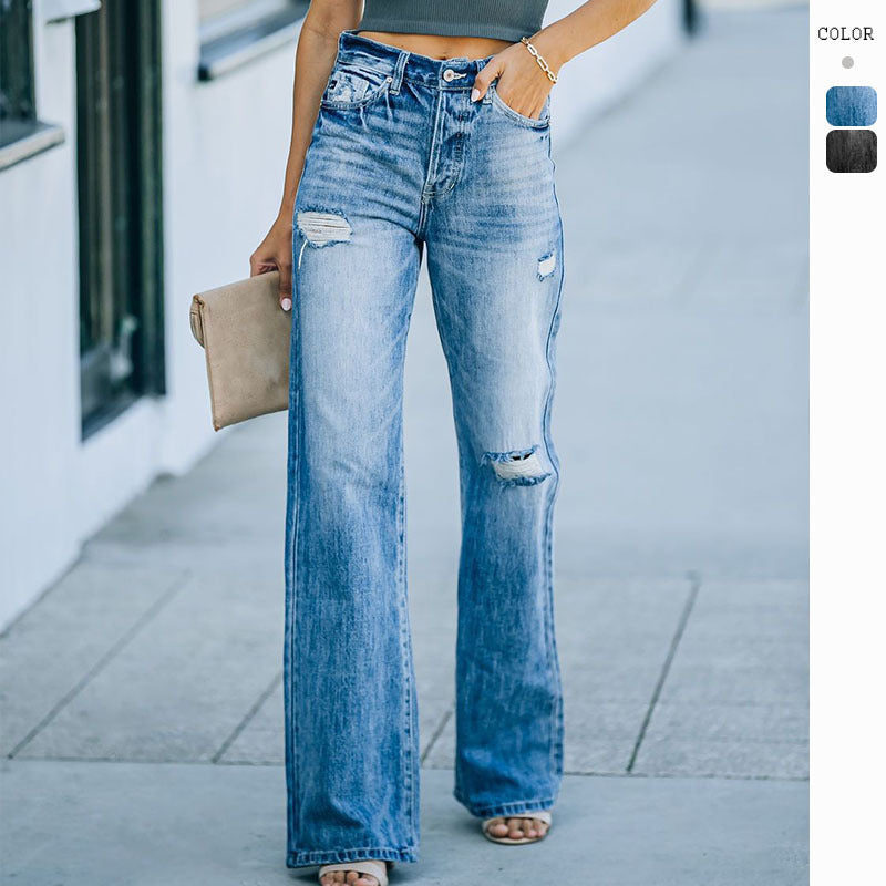 Damen Destroyed Jeanshose Weit geschnitten Eveloria - Eveloria
