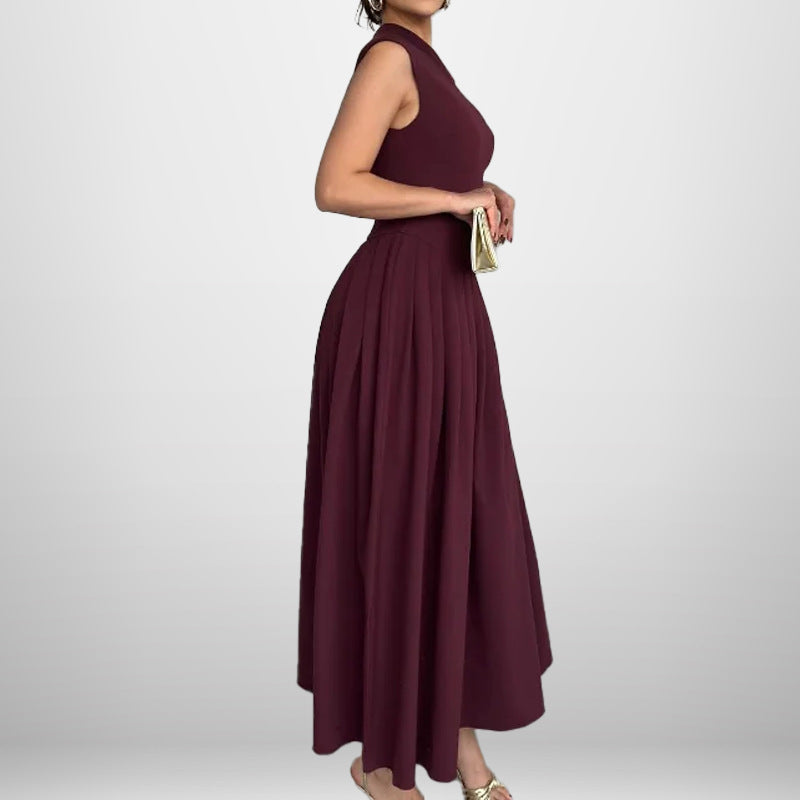 Damen One-Shoulder Maxikleid mit Faltenwurf und fließendem Rock